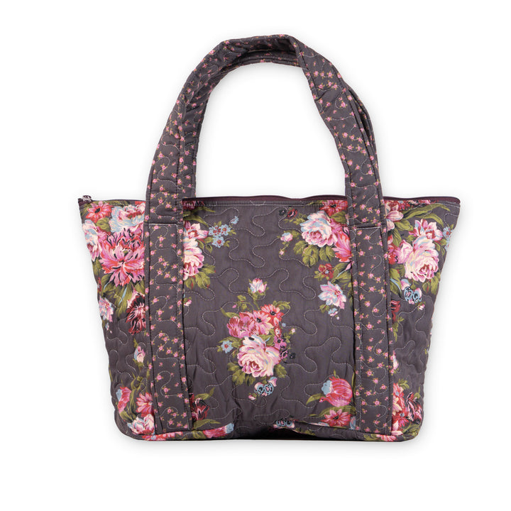 Garden Walk Quilted Zipper Tote Bag