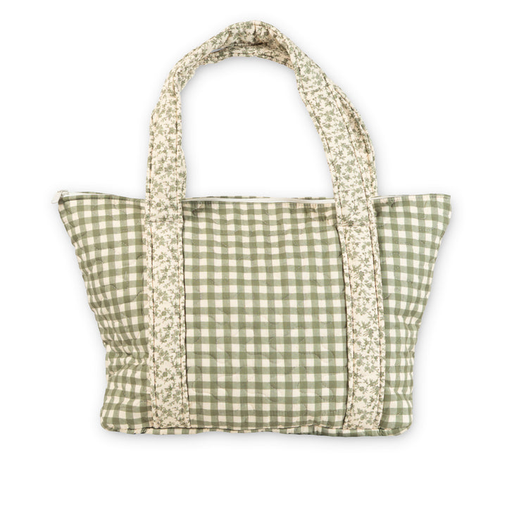 Anthia Gingham Quilted Zipper Tote Bag