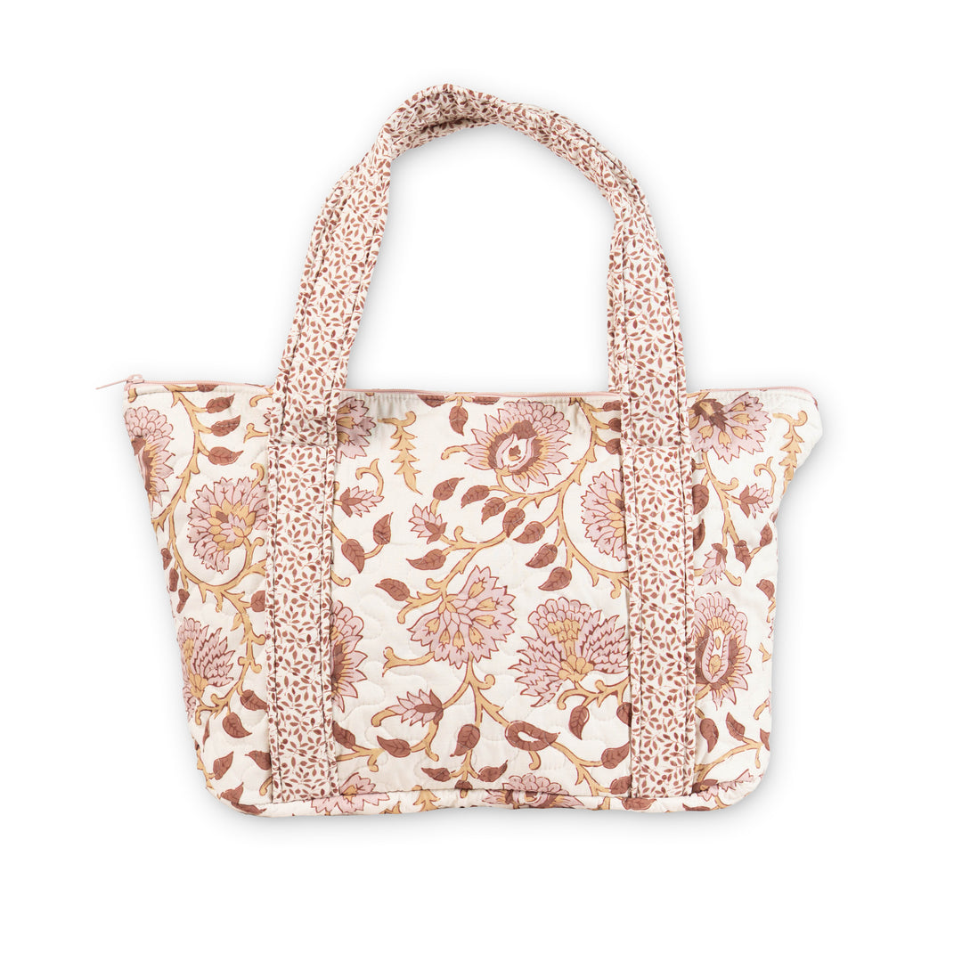 Heritage Scroll Quilted Zipper Tote Bag
