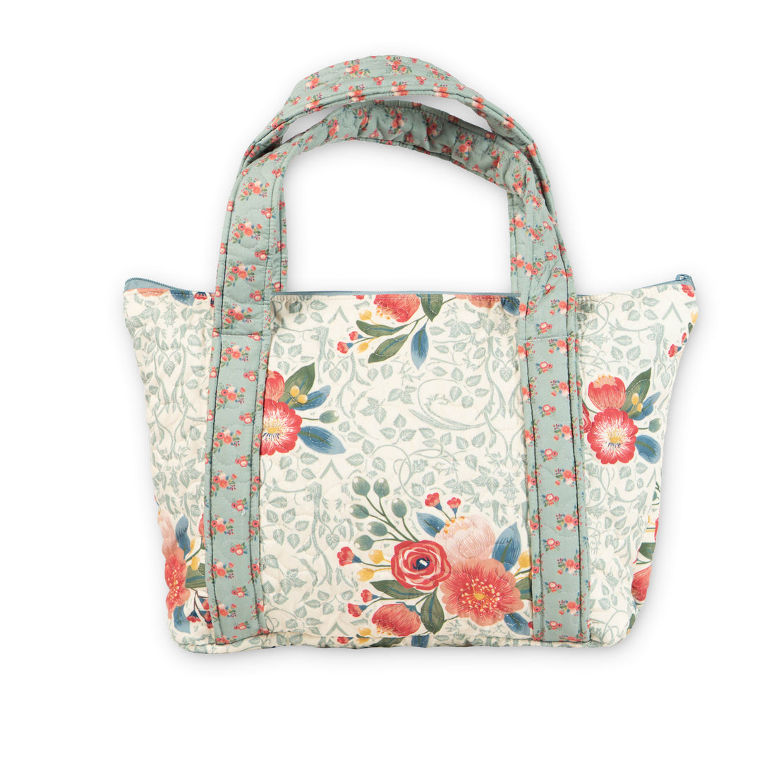 Zara Floral Quilted Zipper Tote Bag